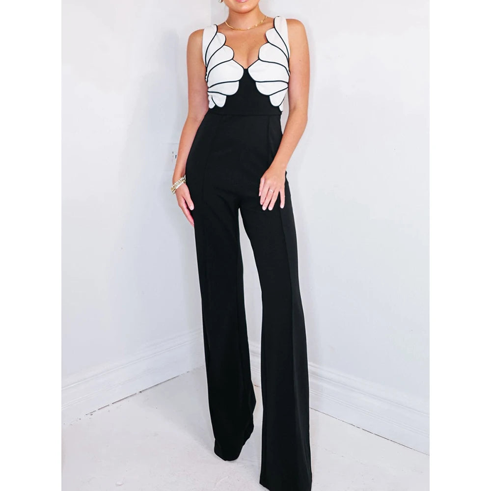 CELINE Two-Tone Strapless Jumpsuit