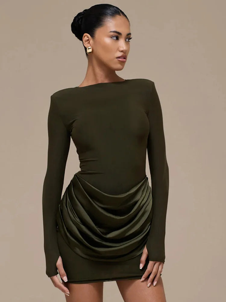 SERAPHIA Satin Ruched Mini Dres