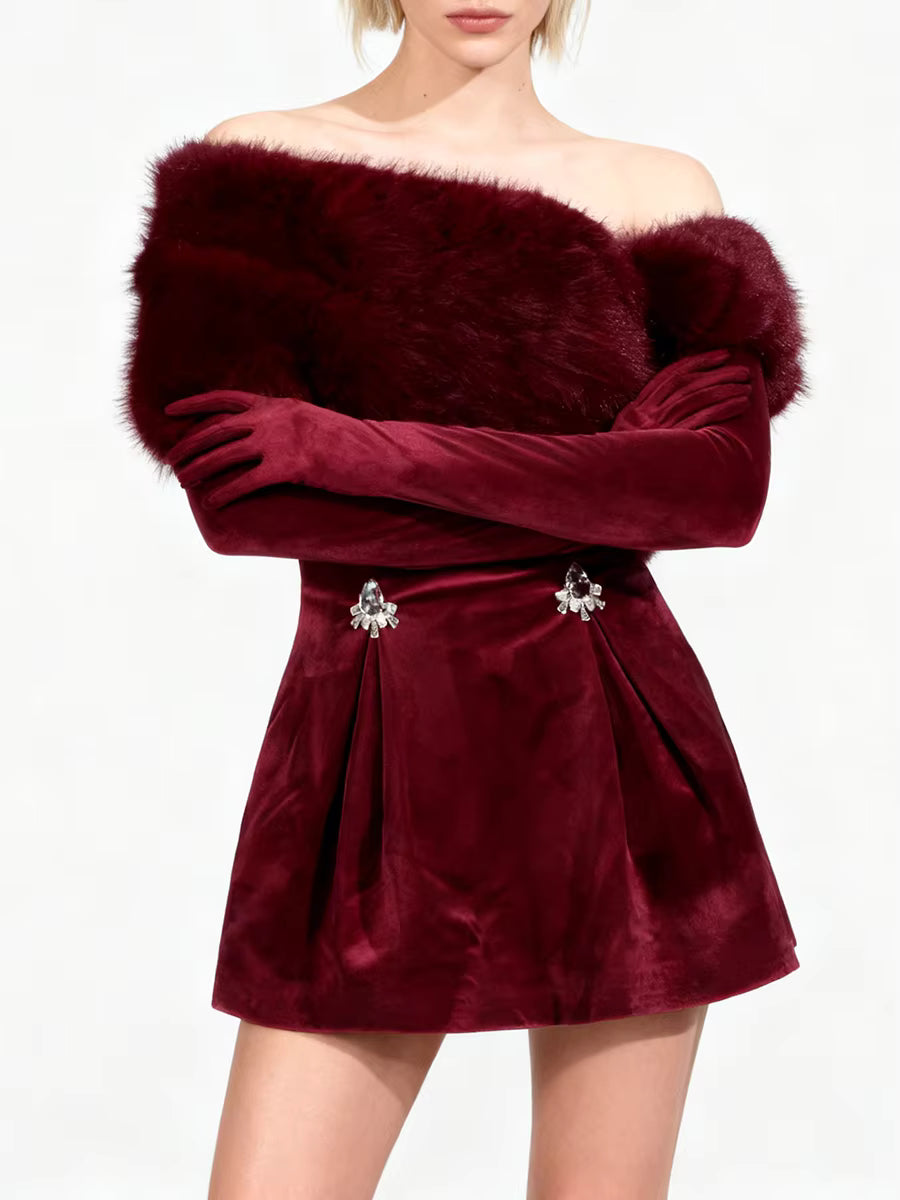 VELVET NIGHT Elegant Patchwork Mini Dress