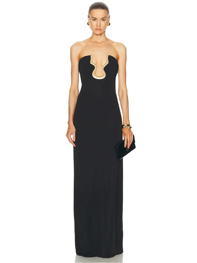 NOCTURIA Strapless Backless Maxi Dress
