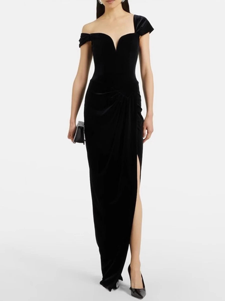 NOIR V-Neck Split Maxi Dress