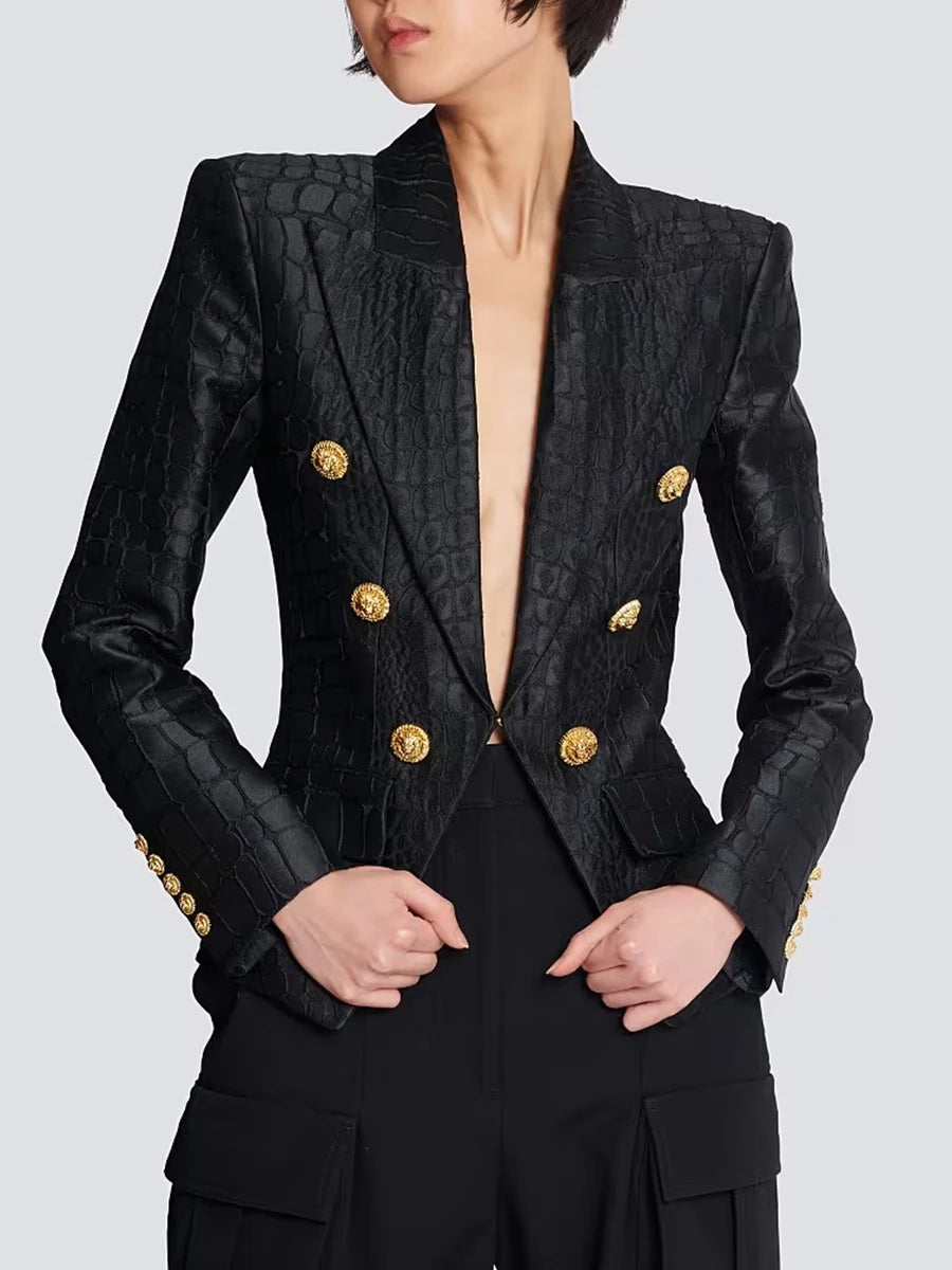 VÉLORA Striped Double-Breasted Blazer