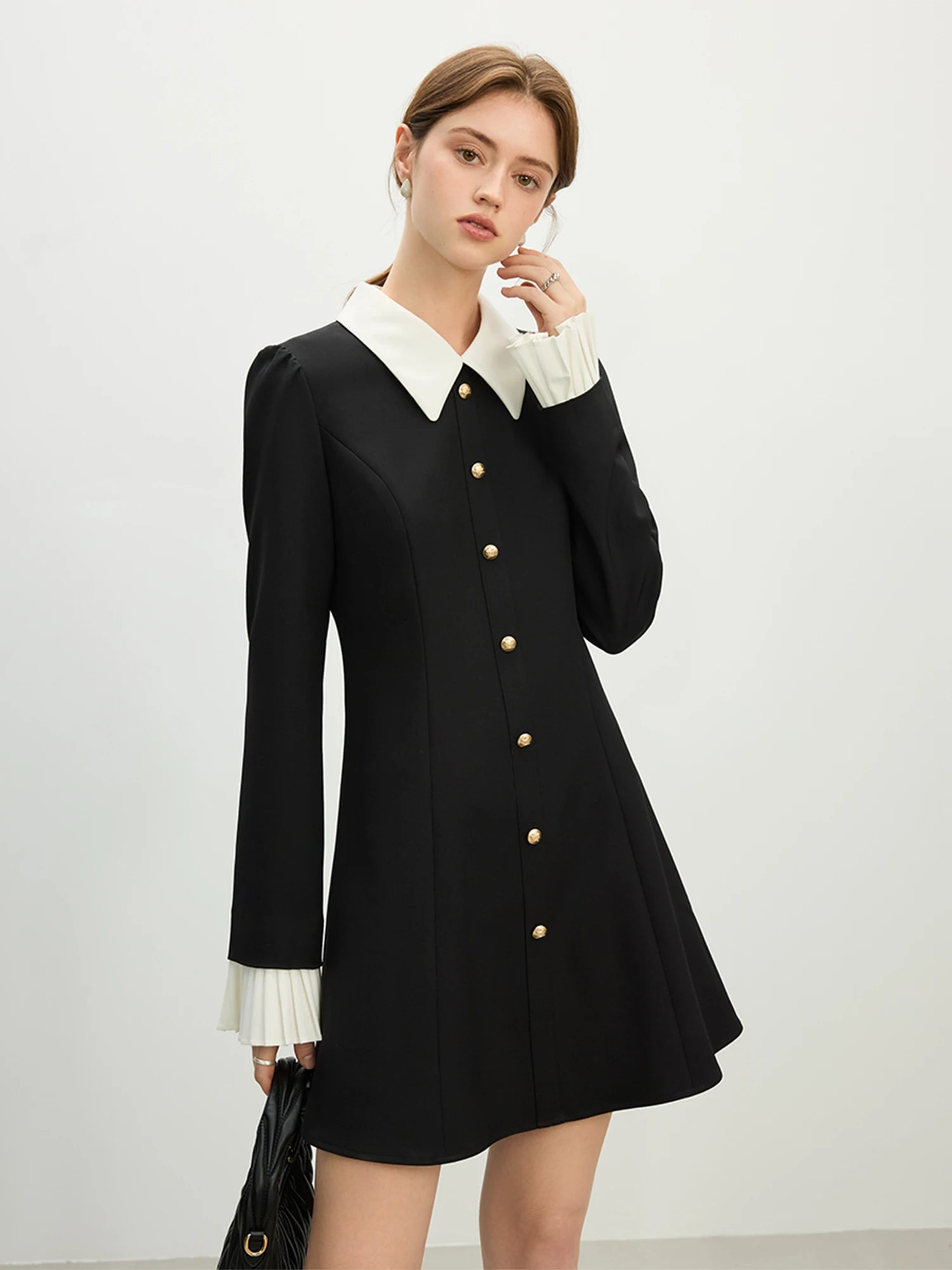 CELÉSTE A-Line Button Mini Dress