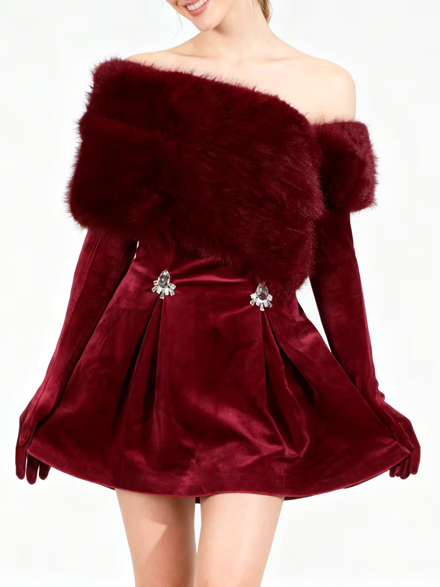 VELVET NIGHT Elegant Patchwork Mini Dress